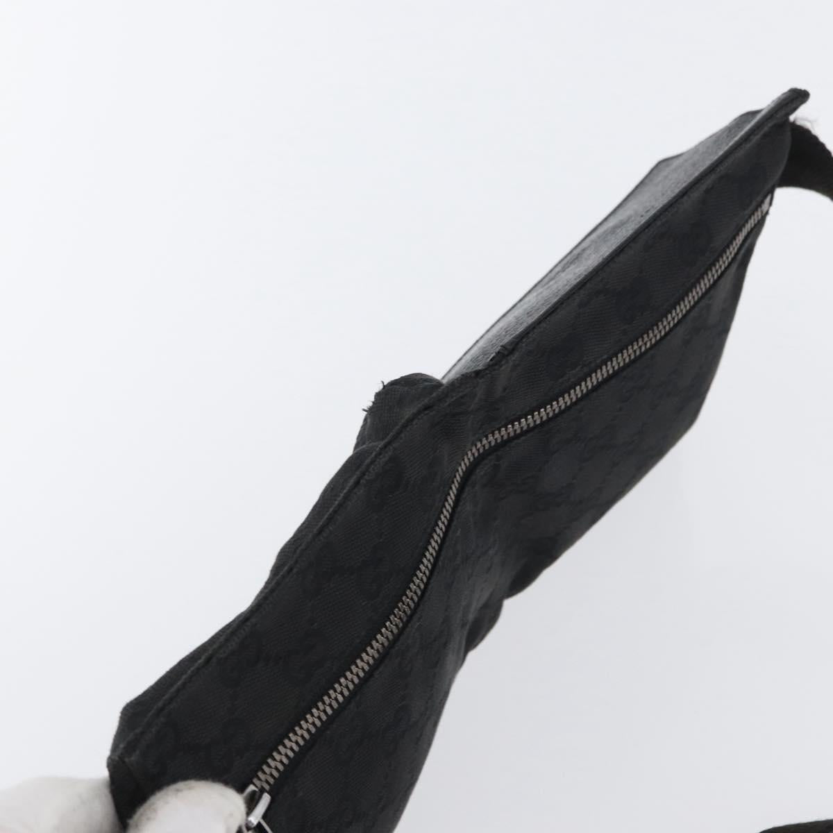 GUCCI GG Canvas Waist bag Black Silver 28566 Auth ka2413