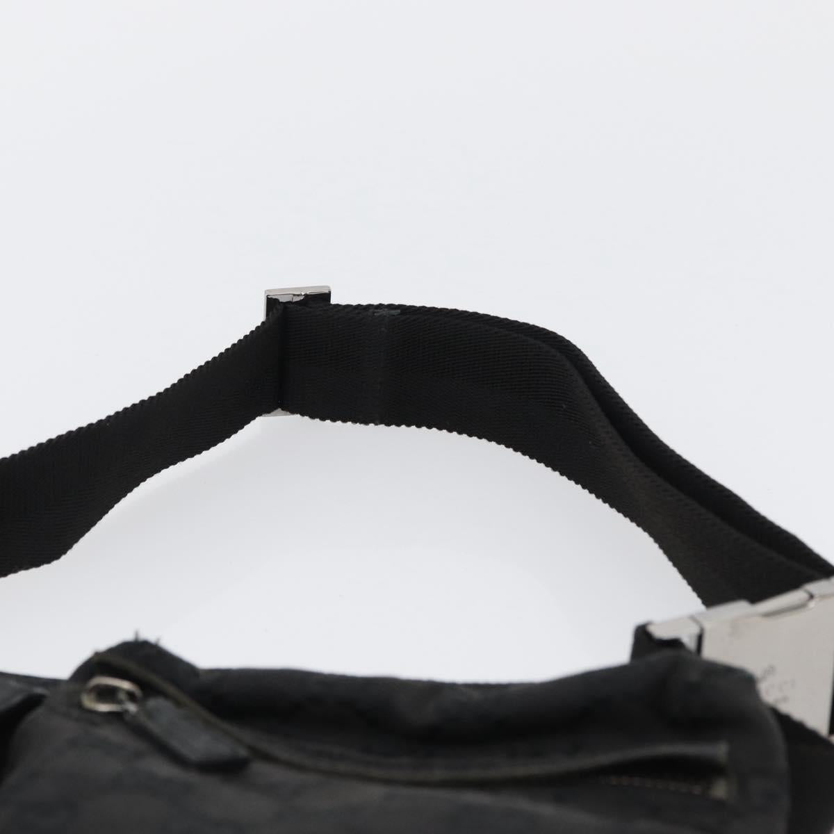 GUCCI GG Canvas Waist bag Black Silver 28566 Auth ka2413