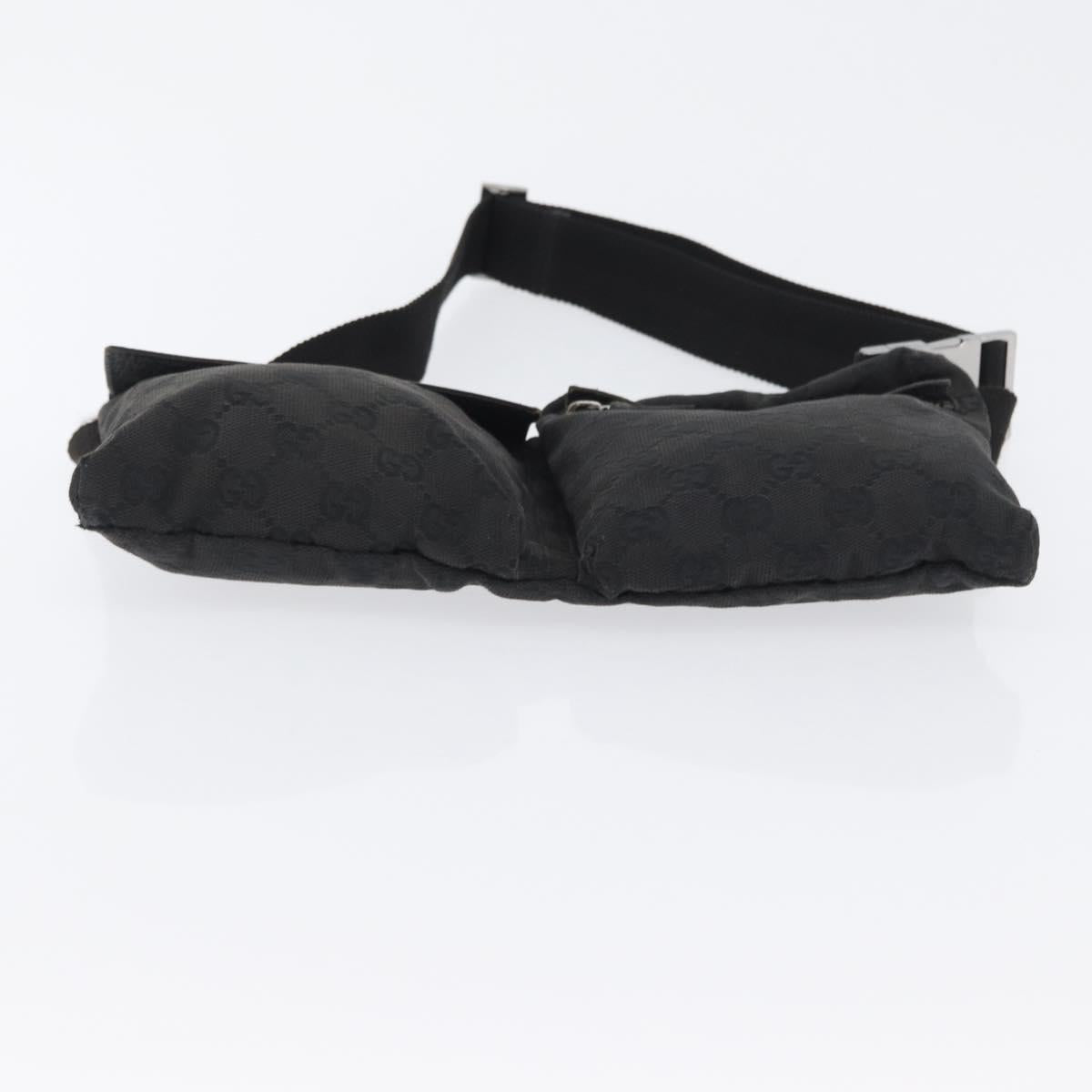 GUCCI GG Canvas Waist bag Black Silver 28566 Auth ka2413