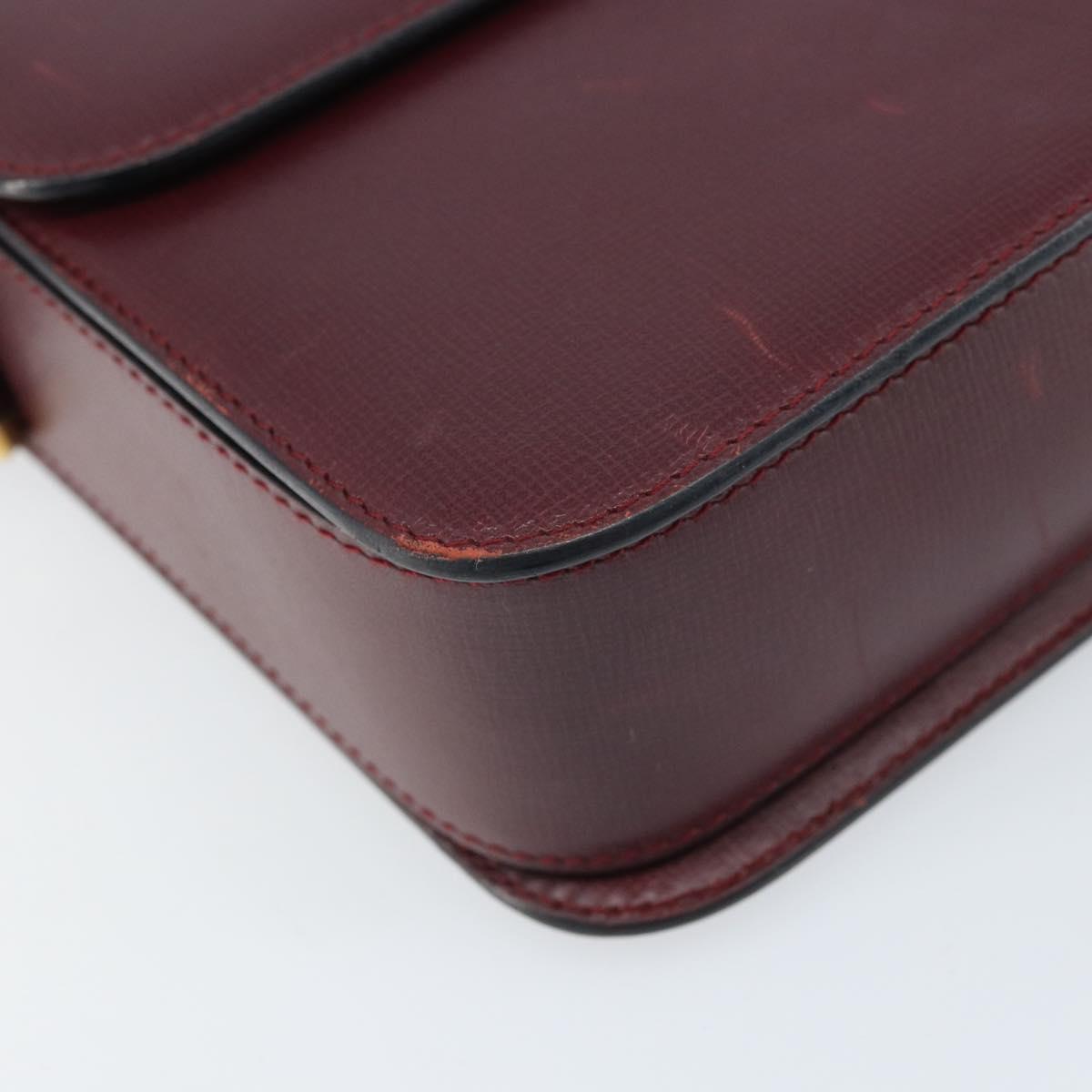 CARTIER Must Line Shoulder Bag Leather Bordeaux Gold Auth ka2426