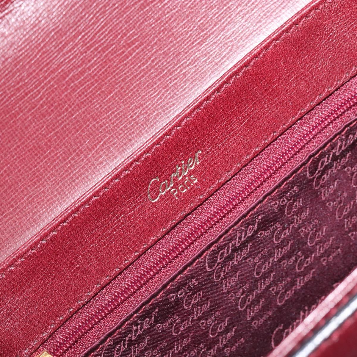 CARTIER Must Line Shoulder Bag Leather Bordeaux Gold Auth ka2426