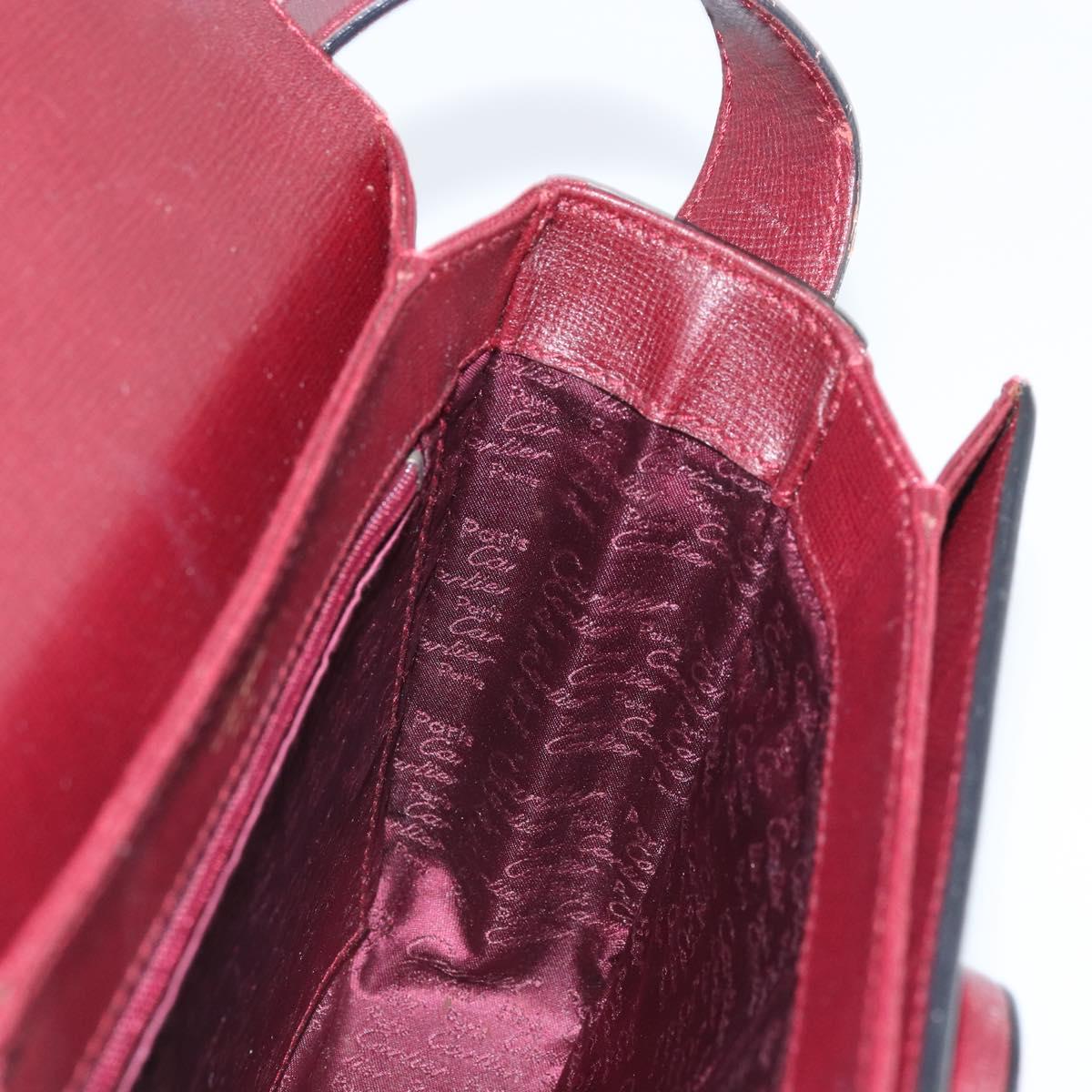 CARTIER Must Line Shoulder Bag Leather Bordeaux Gold Auth ka2426