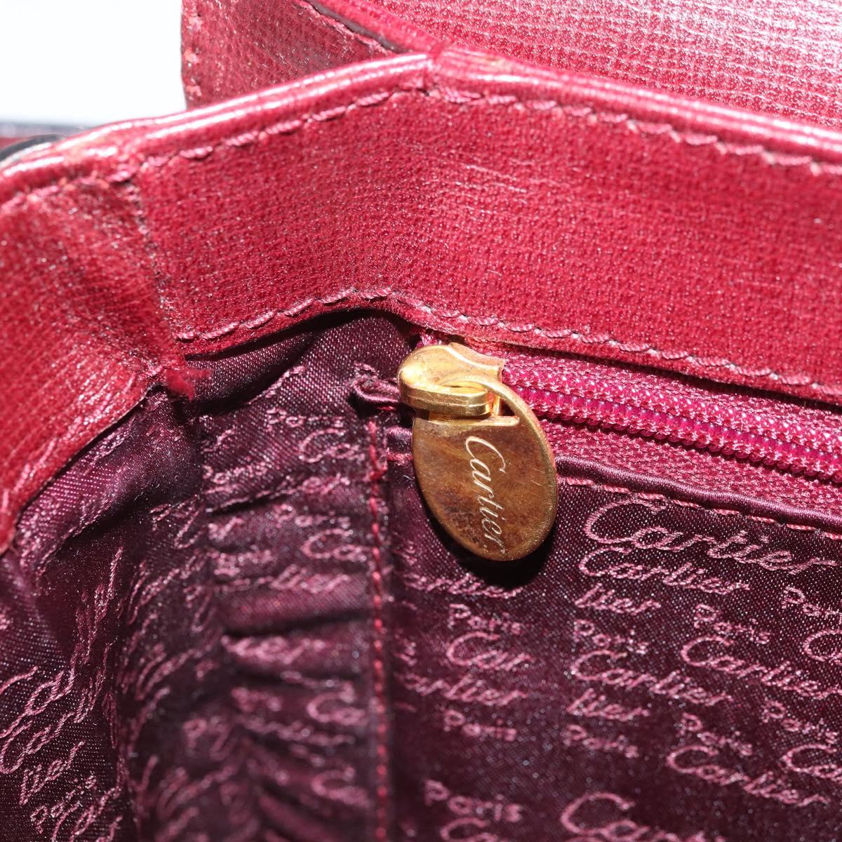 CARTIER Must Line Shoulder Bag Leather Bordeaux Gold Auth ka2426