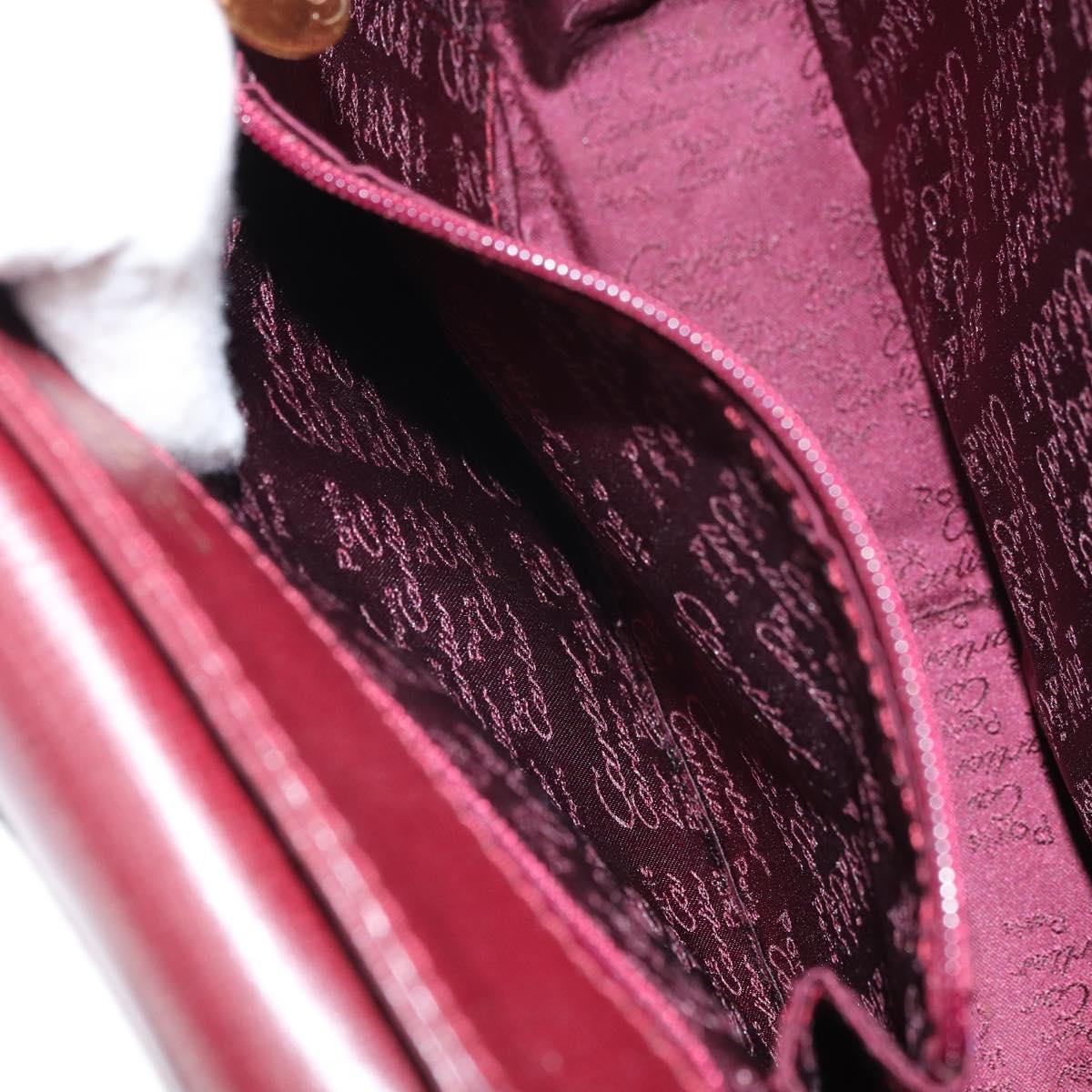 CARTIER Must Line Shoulder Bag Leather Bordeaux Gold Auth ka2426