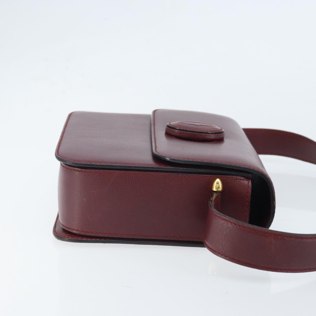 CARTIER Must Line Shoulder Bag Leather Bordeaux Gold Auth ka2426