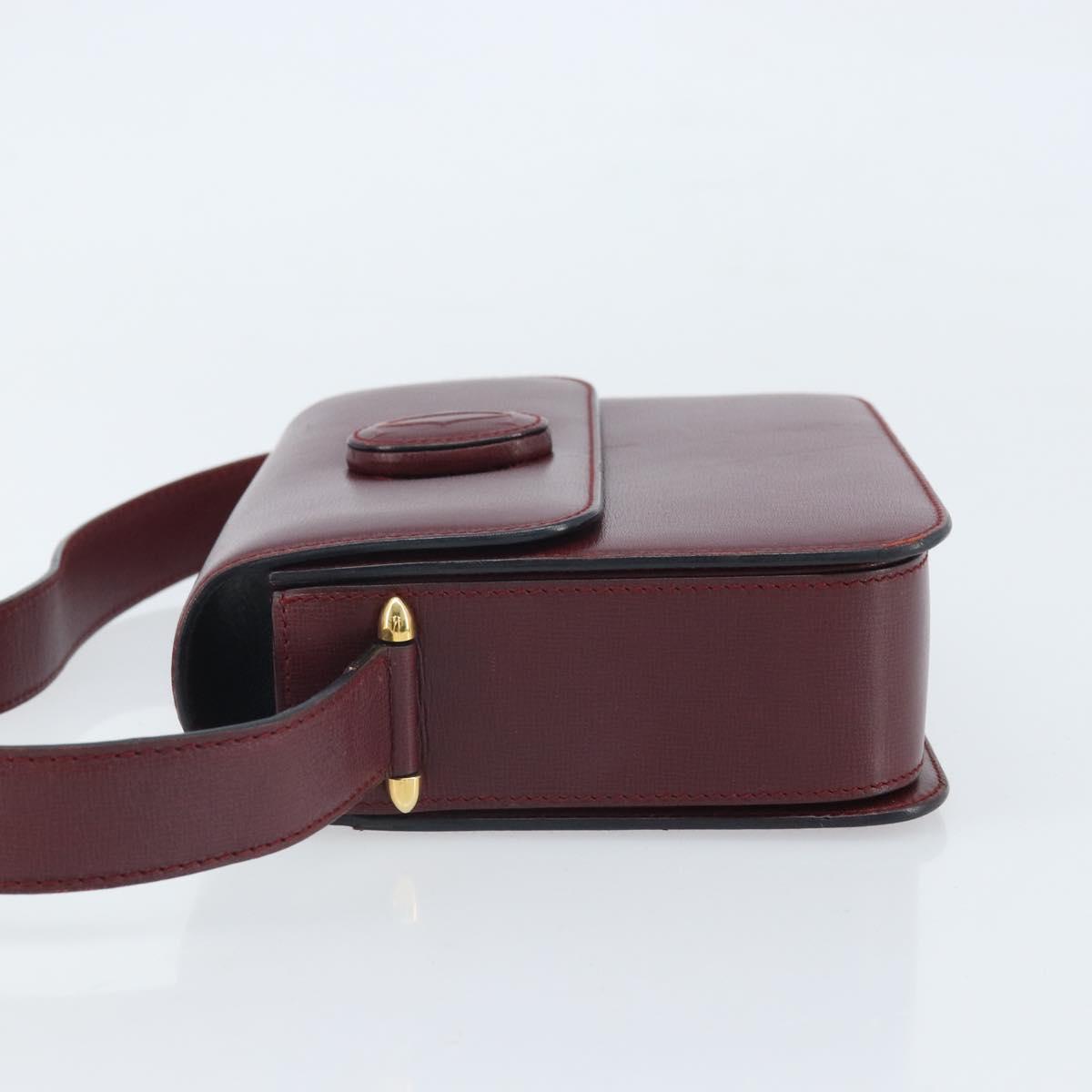 CARTIER Must Line Shoulder Bag Leather Bordeaux Gold Auth ka2426