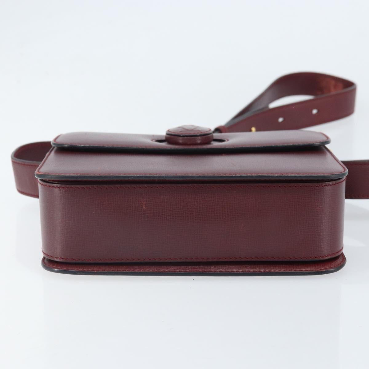 CARTIER Must Line Shoulder Bag Leather Bordeaux Gold Auth ka2426