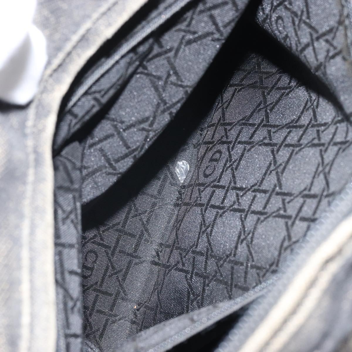 Christian Dior Lady Dior Canage Tote Bag Denim 2way Black Silver Auth ka2427A