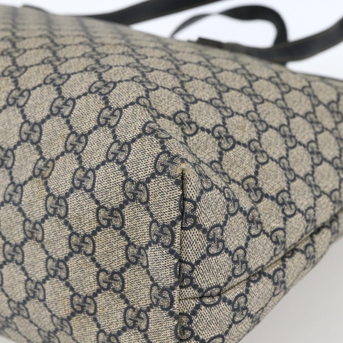 GUCCI GG Canvas Tote Bag PVC Navy Silver 211120 Auth ka2442