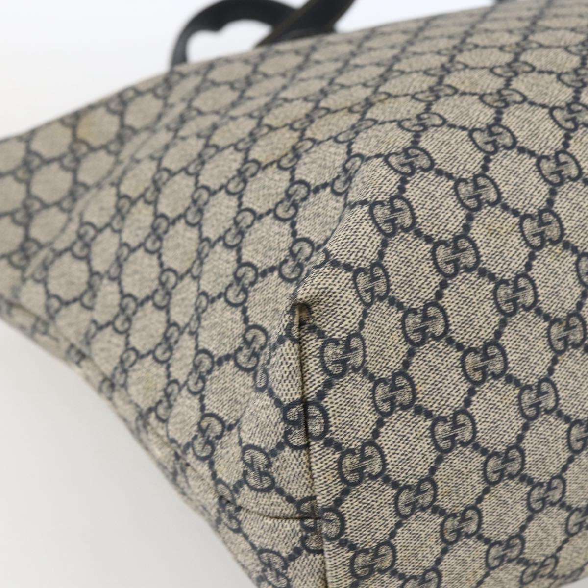 GUCCI GG Canvas Tote Bag PVC Navy Silver 211120 Auth ka2442