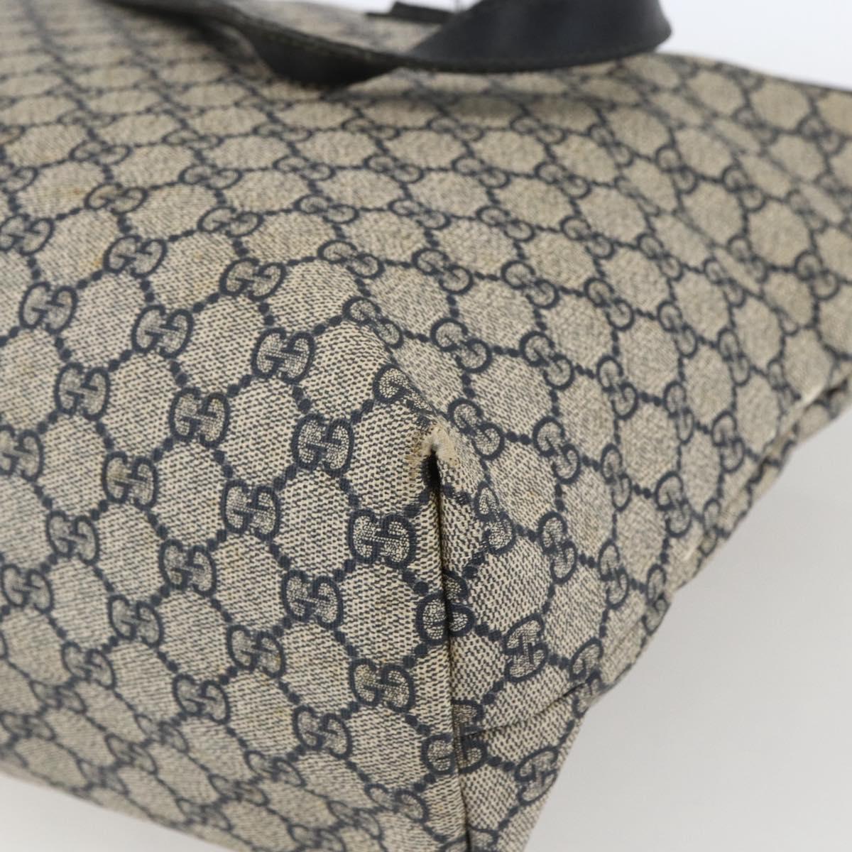 GUCCI GG Canvas Tote Bag PVC Navy Silver 211120 Auth ka2442