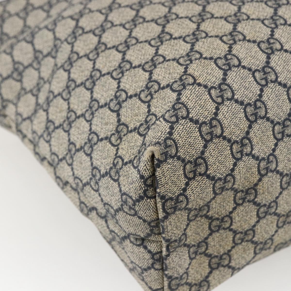 GUCCI GG Canvas Tote Bag PVC Navy Silver 211120 Auth ka2442