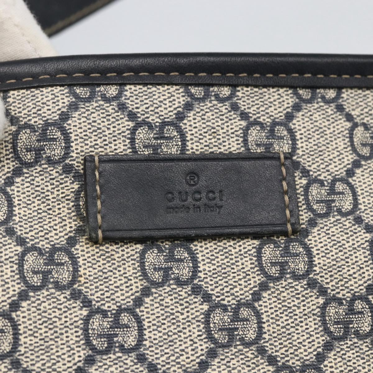 GUCCI GG Canvas Tote Bag PVC Navy Silver 211120 Auth ka2442