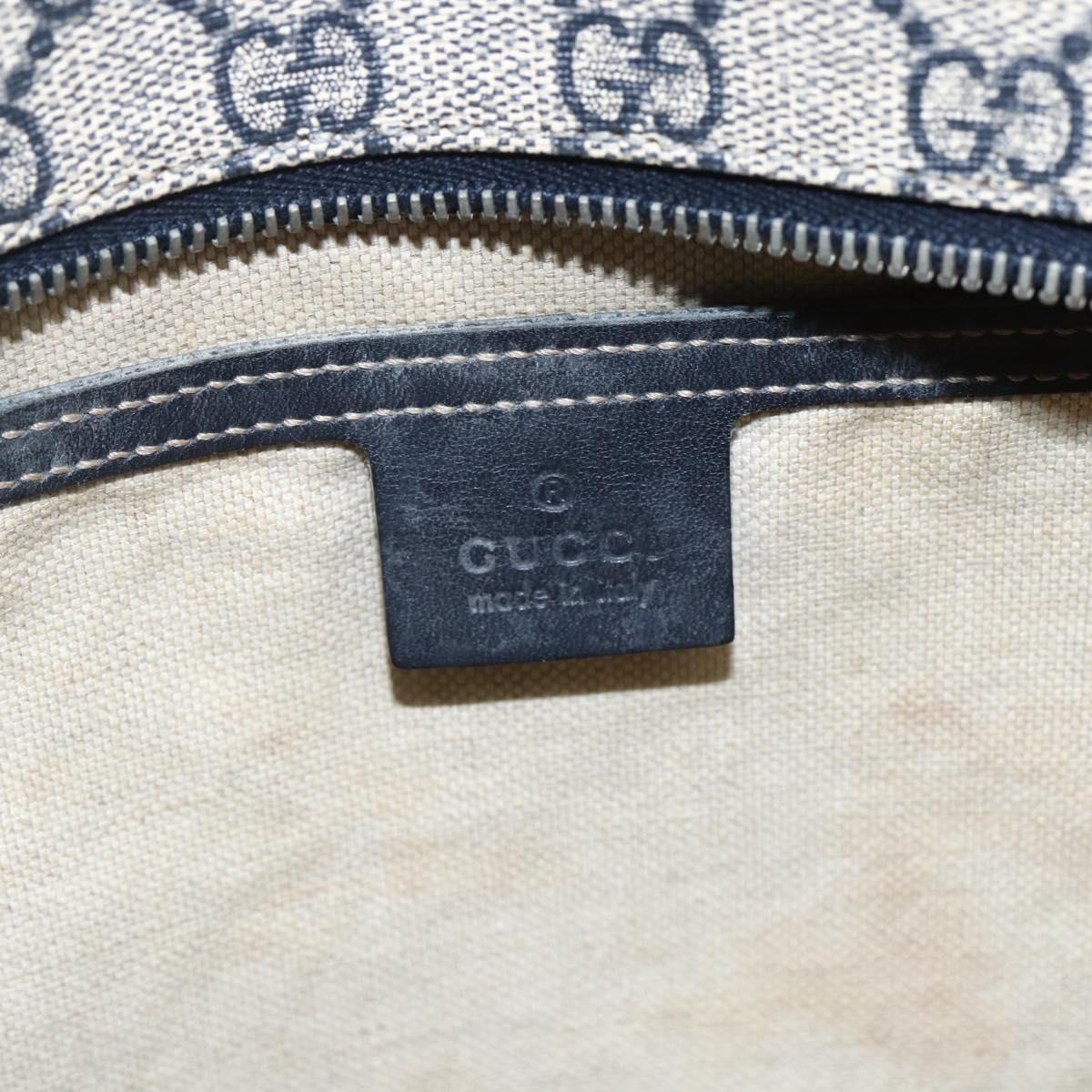GUCCI GG Canvas Tote Bag PVC Navy Silver 211120 Auth ka2442