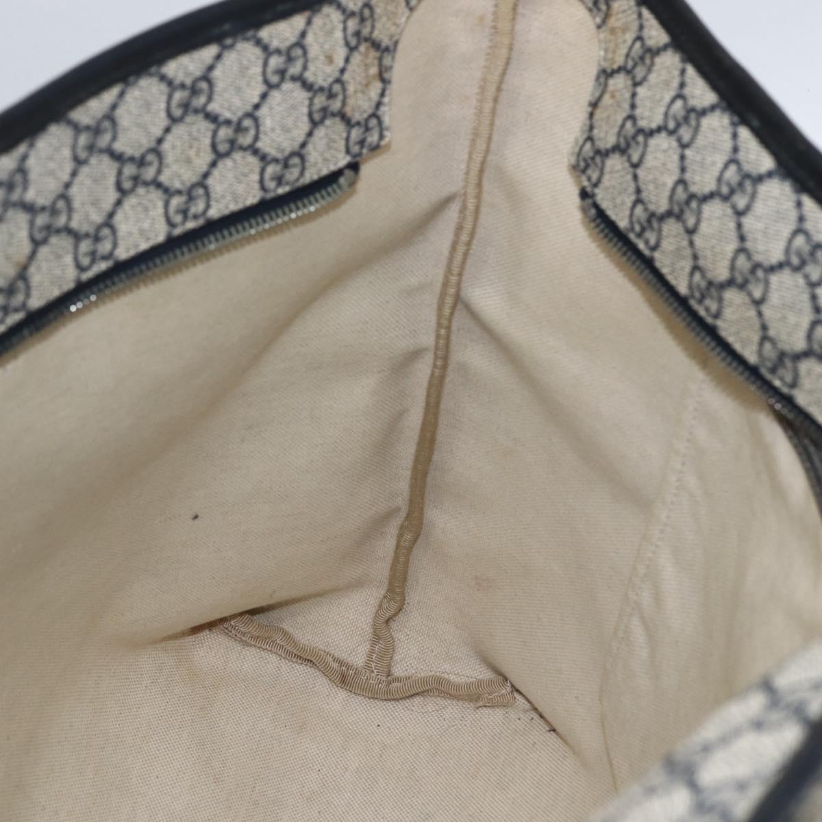 GUCCI GG Canvas Tote Bag PVC Navy Silver 211120 Auth ka2442