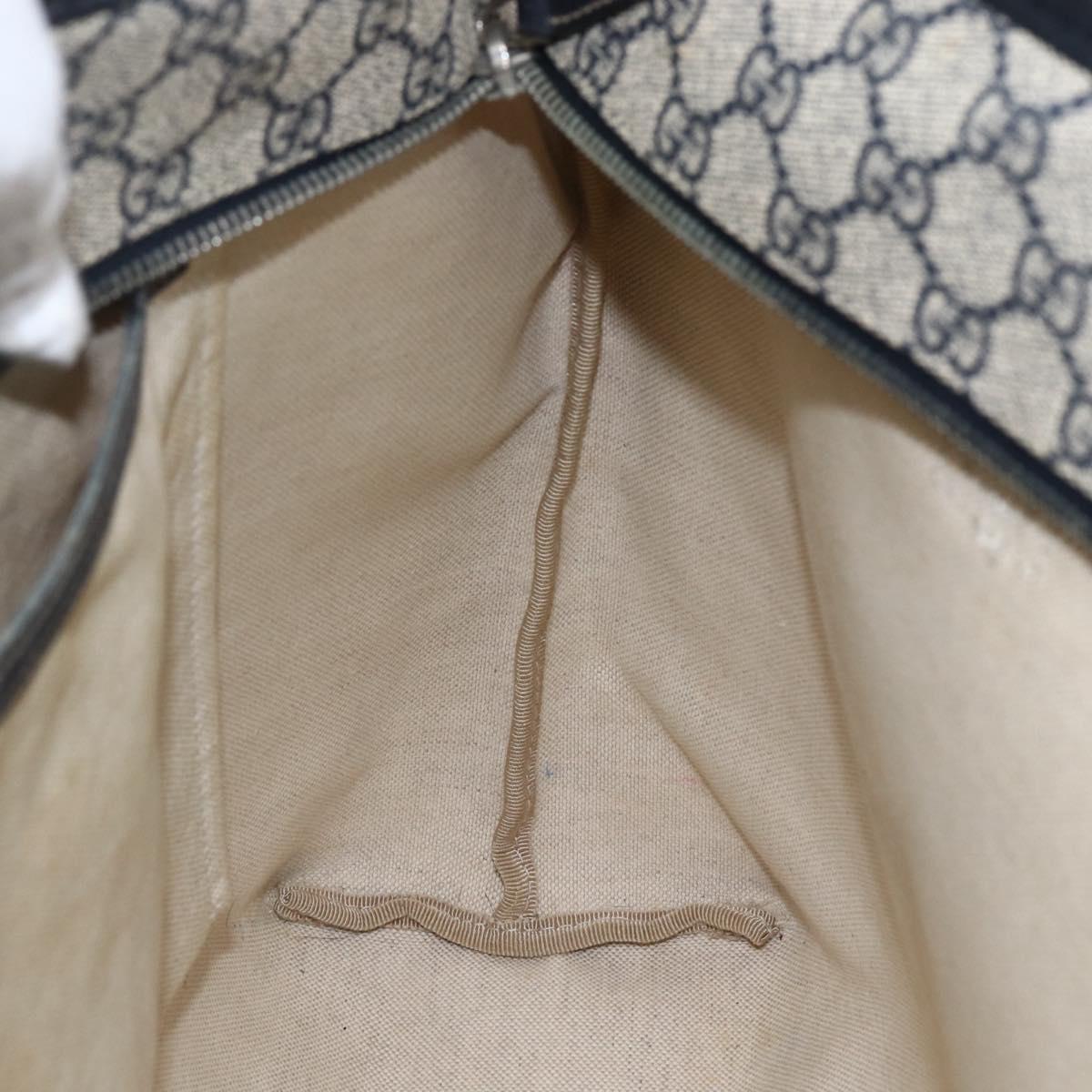 GUCCI GG Canvas Tote Bag PVC Navy Silver 211120 Auth ka2442