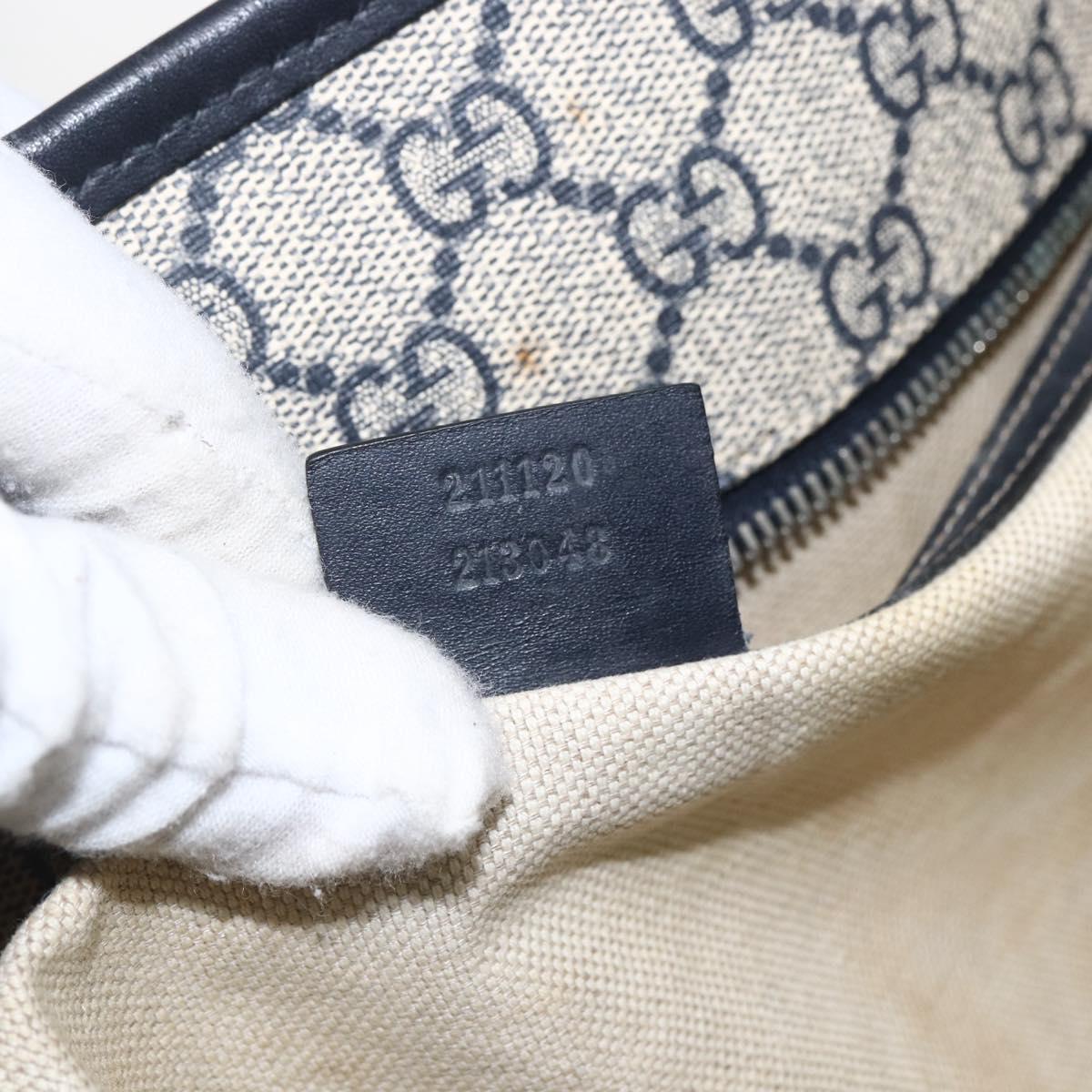 GUCCI GG Canvas Tote Bag PVC Navy Silver 211120 Auth ka2442