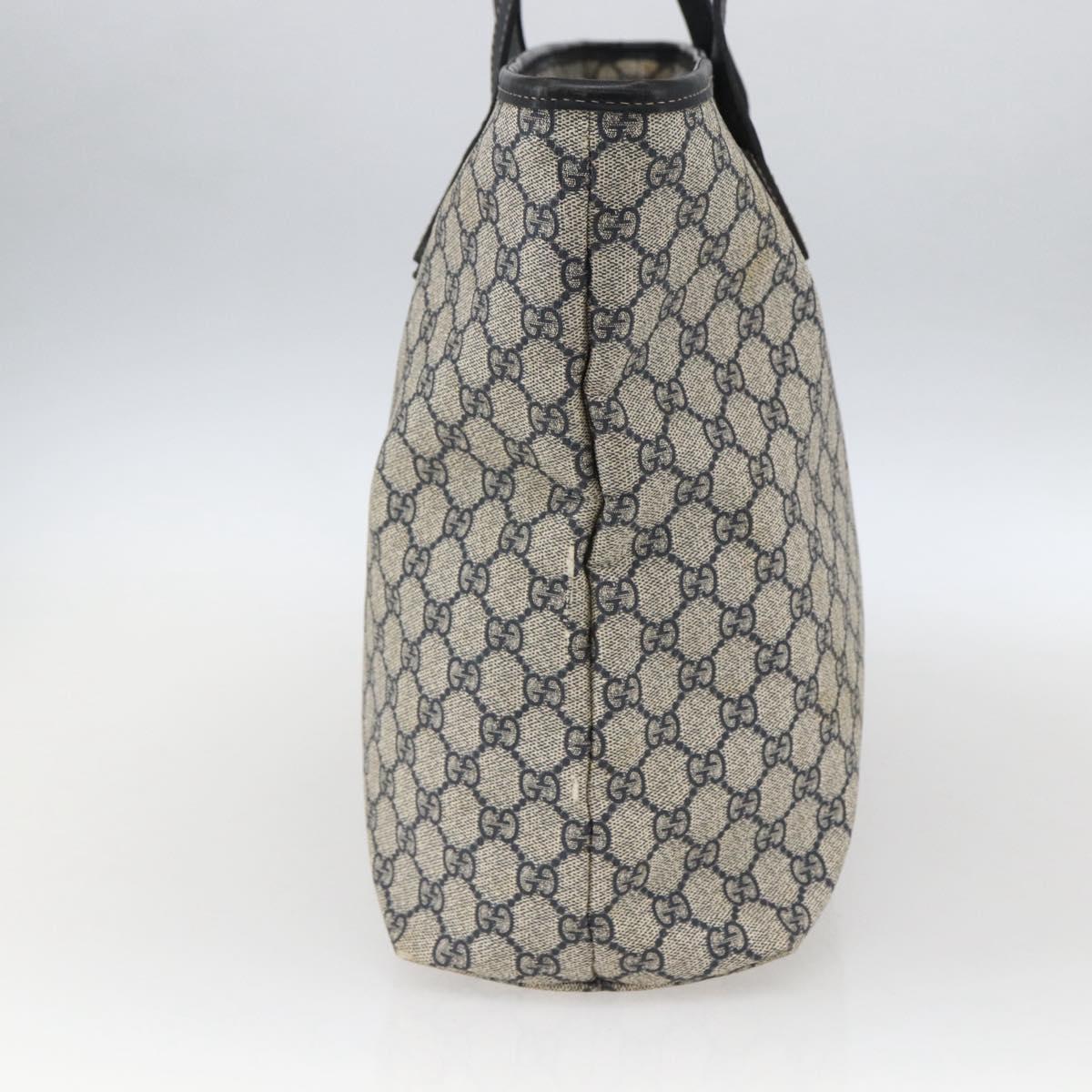 GUCCI GG Canvas Tote Bag PVC Navy Silver 211120 Auth ka2442