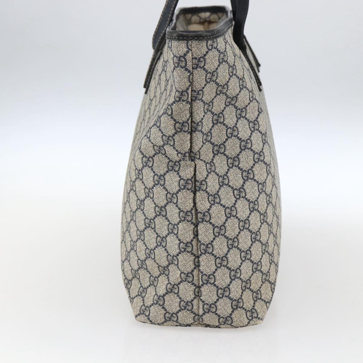 GUCCI GG Canvas Tote Bag PVC Navy Silver 211120 Auth ka2442