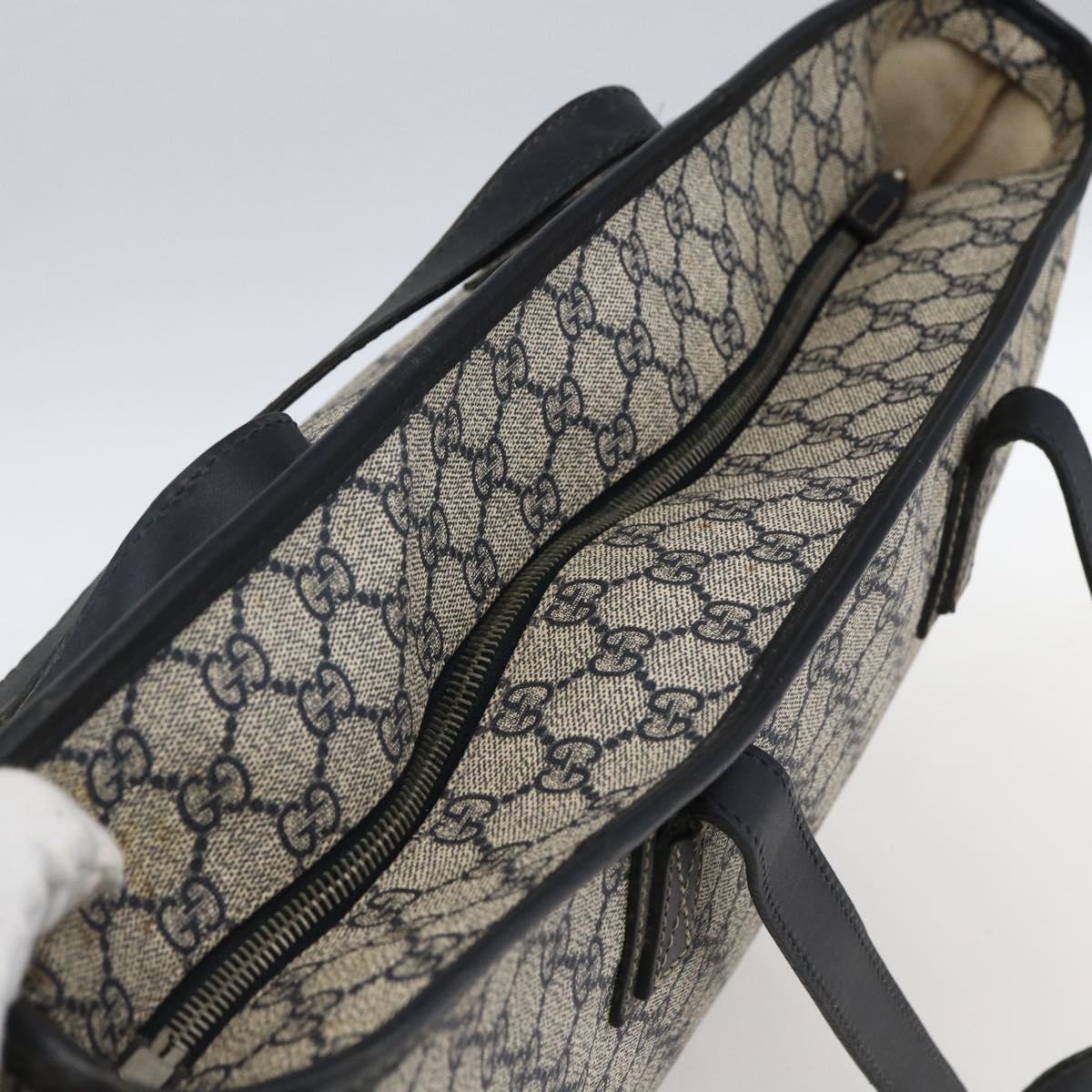 GUCCI GG Canvas Tote Bag PVC Navy Silver 211120 Auth ka2442