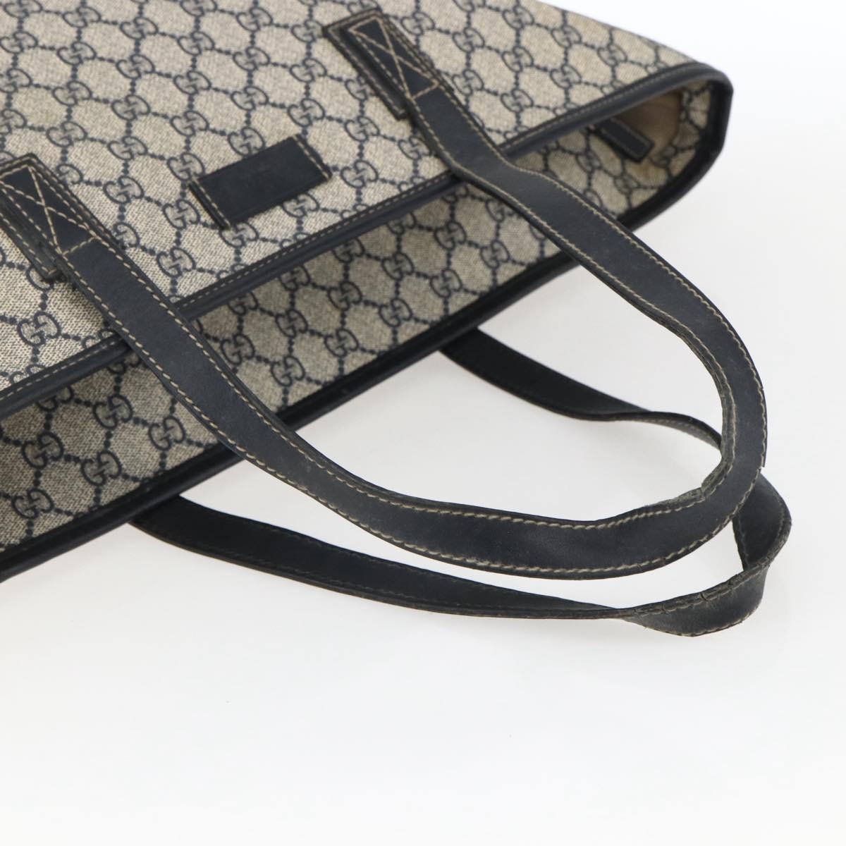 GUCCI GG Canvas Tote Bag PVC Navy Silver 211120 Auth ka2442