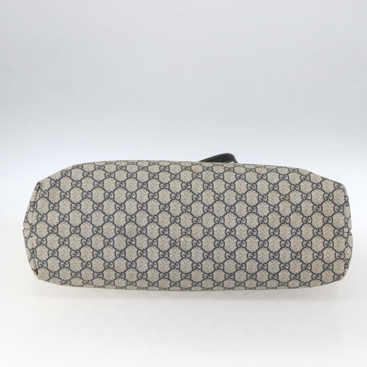 GUCCI GG Canvas Tote Bag PVC Navy Silver 211120 Auth ka2442