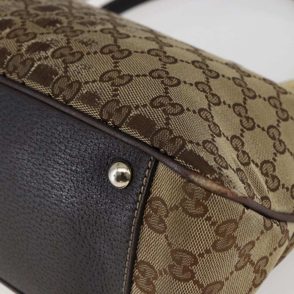 GUCCI GG Canvas Web Sherry Line Hand Bag Beige Gold 161717 Auth ka2443