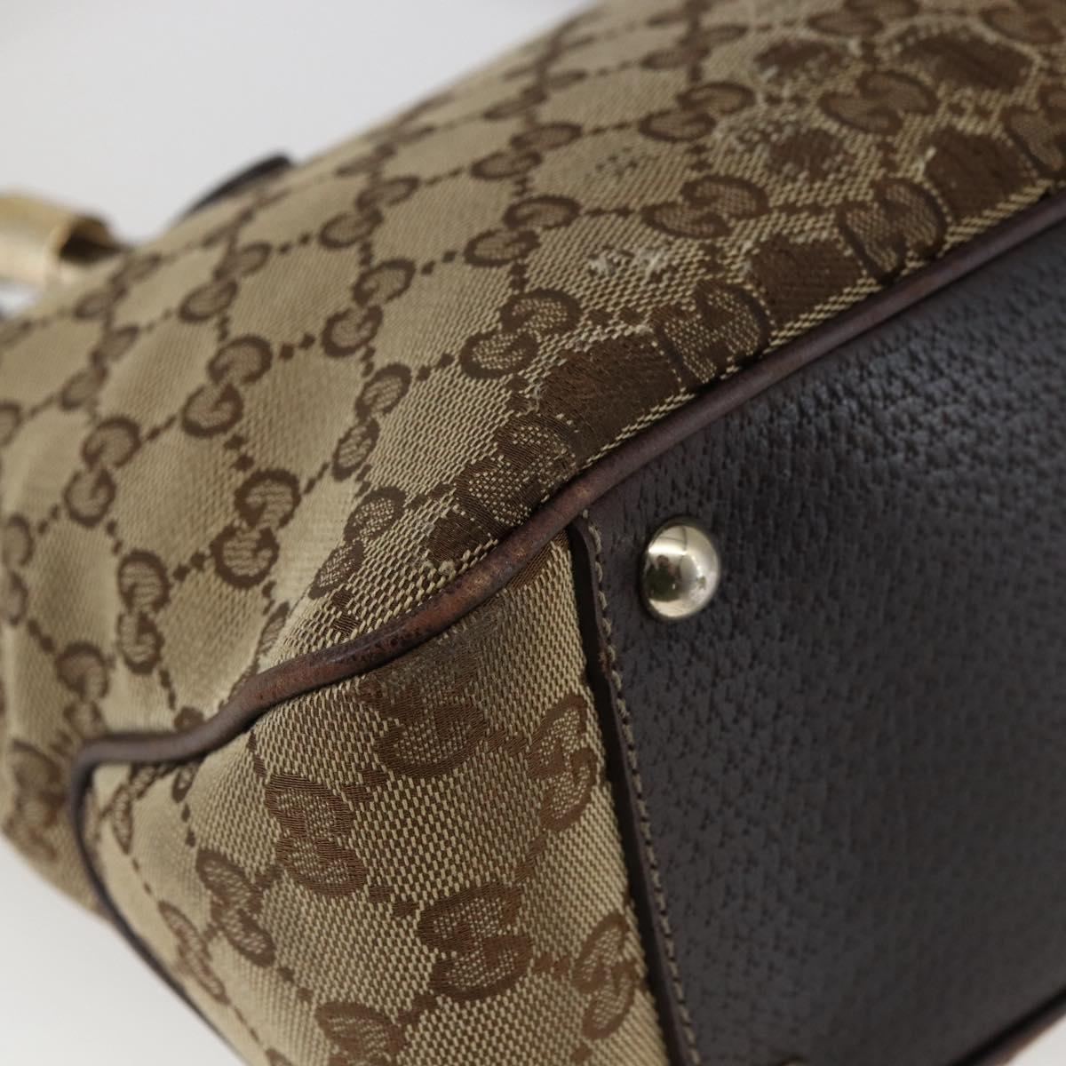 GUCCI GG Canvas Web Sherry Line Hand Bag Beige Gold 161717 Auth ka2443