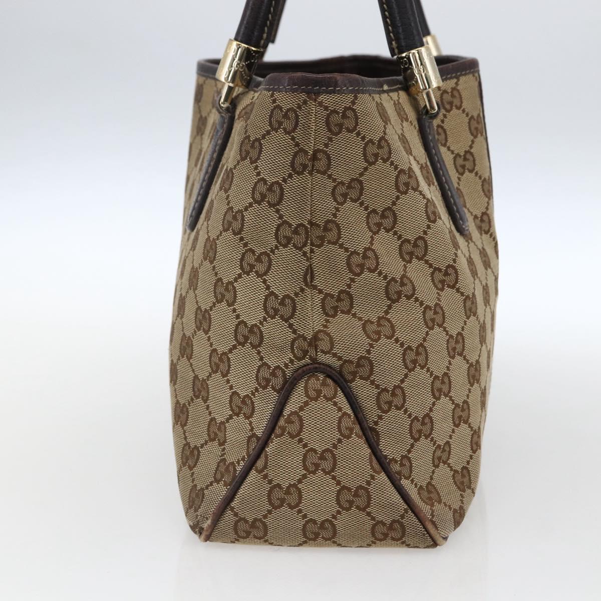 GUCCI GG Canvas Web Sherry Line Hand Bag Beige Gold 161717 Auth ka2443