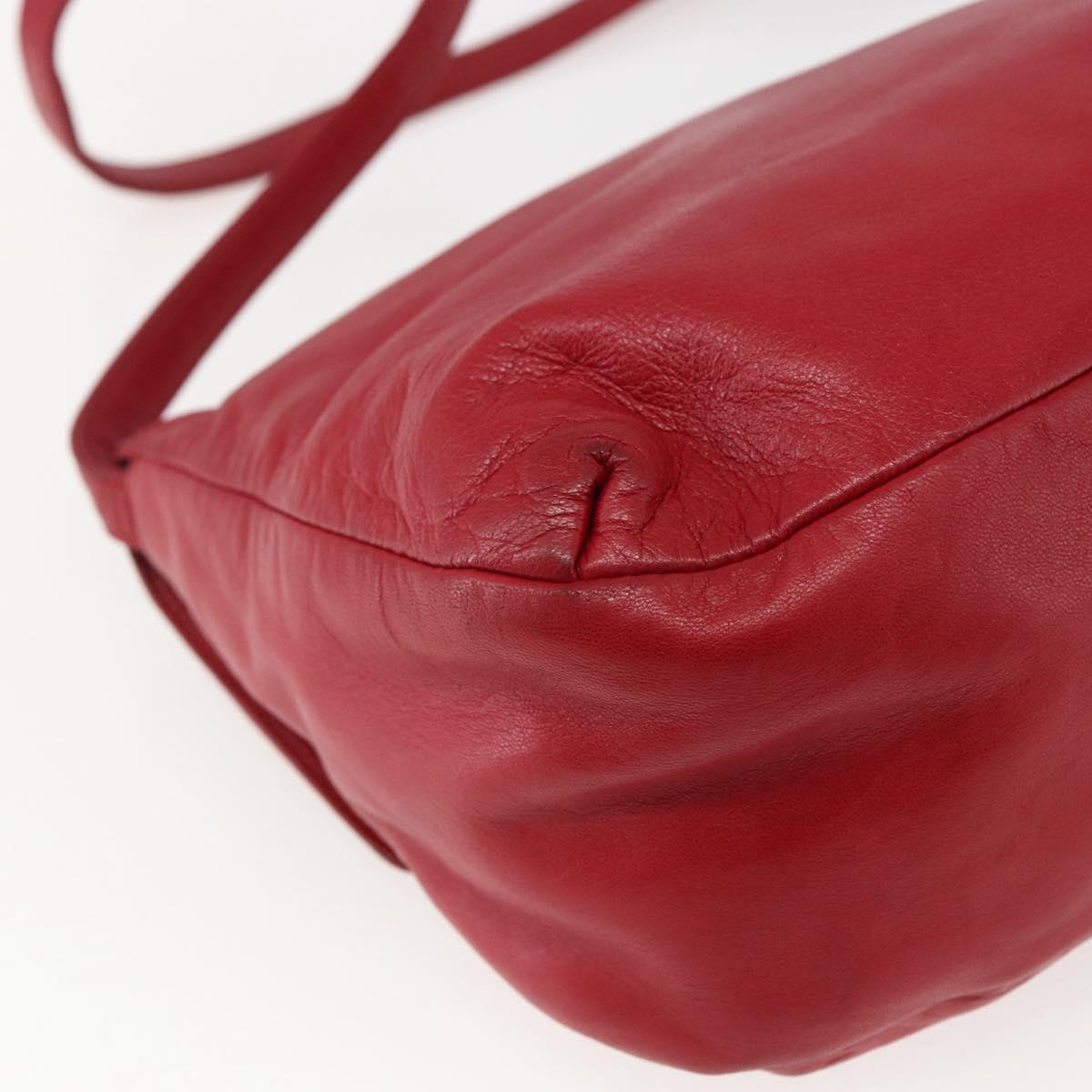 LOEWE Anagram Shoulder Bag Leather Red Gold Auth ka2445