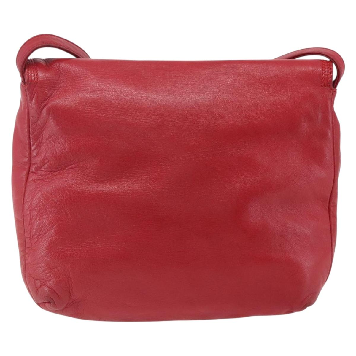 LOEWE Anagram Shoulder Bag Leather Red Gold Auth ka2445