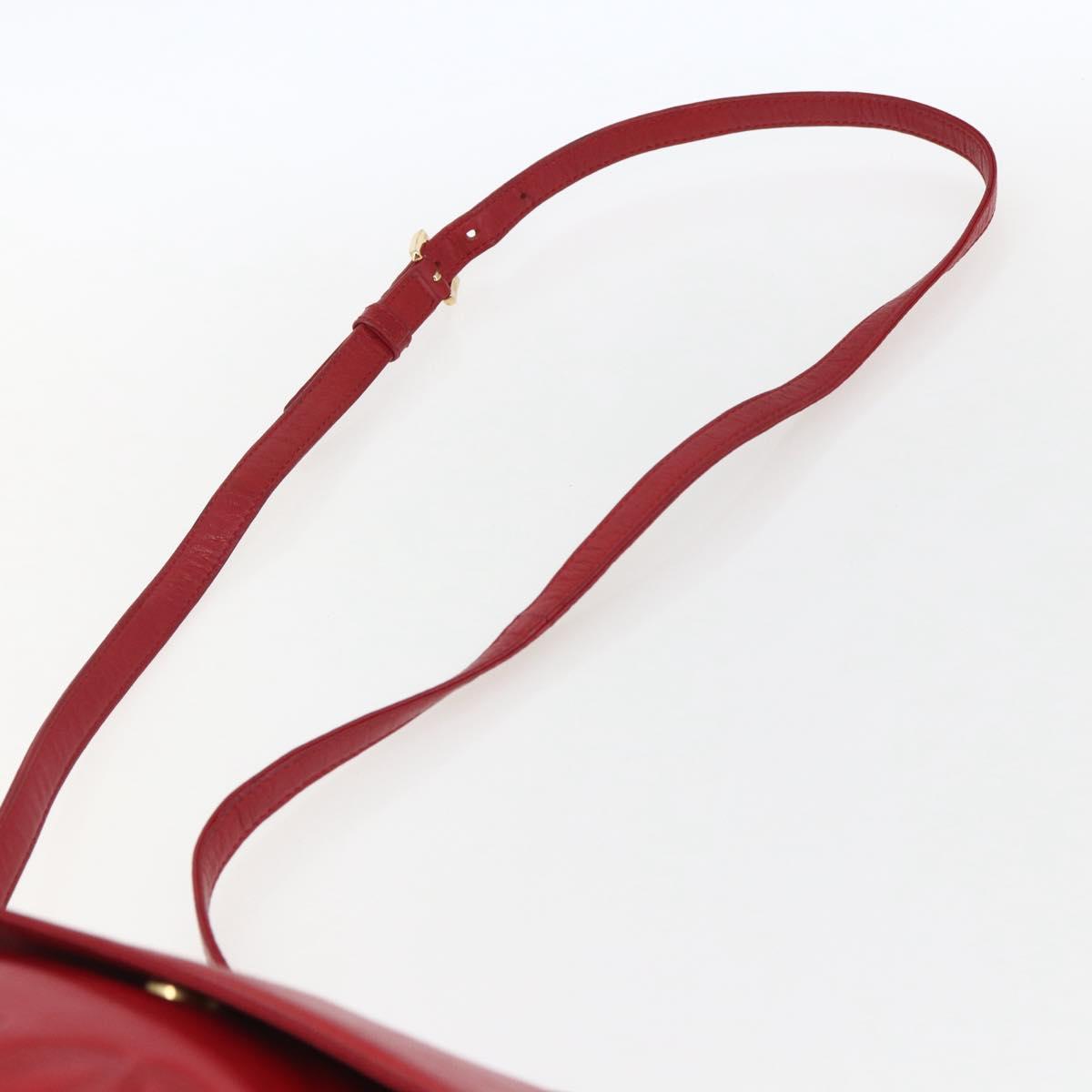 LOEWE Anagram Shoulder Bag Leather Red Gold Auth ka2445