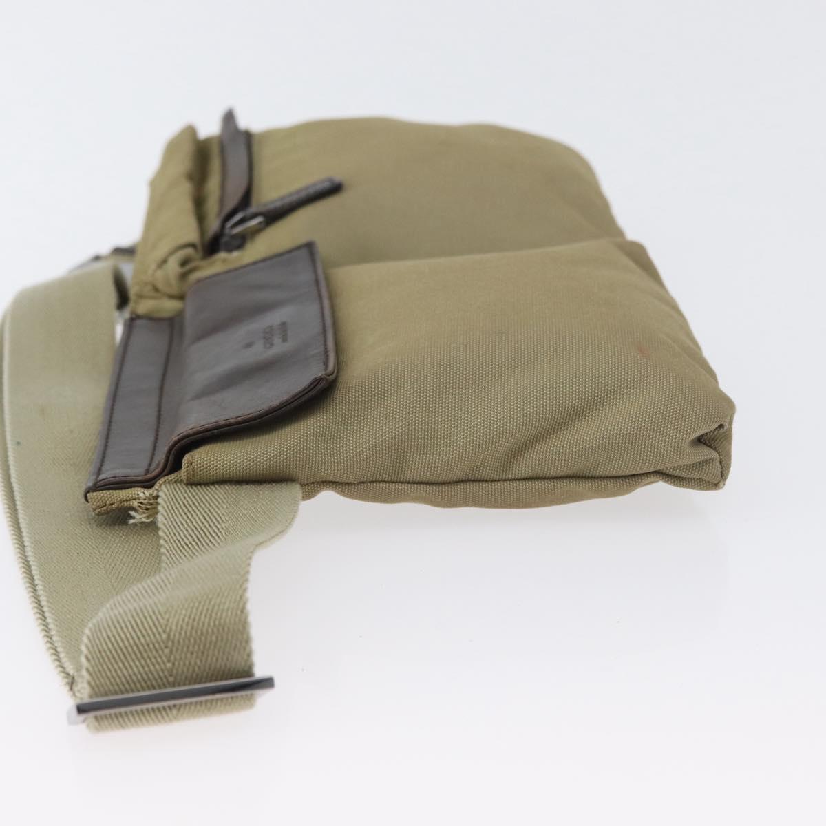 GUCCI Waist bag Nylon Beige Silver 28566 Auth ka2449