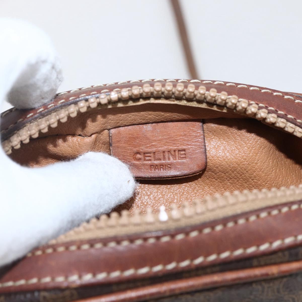 CELINE Macadam Canvas Shoulder Bag PVC Leather Brown Gold Auth ka2453