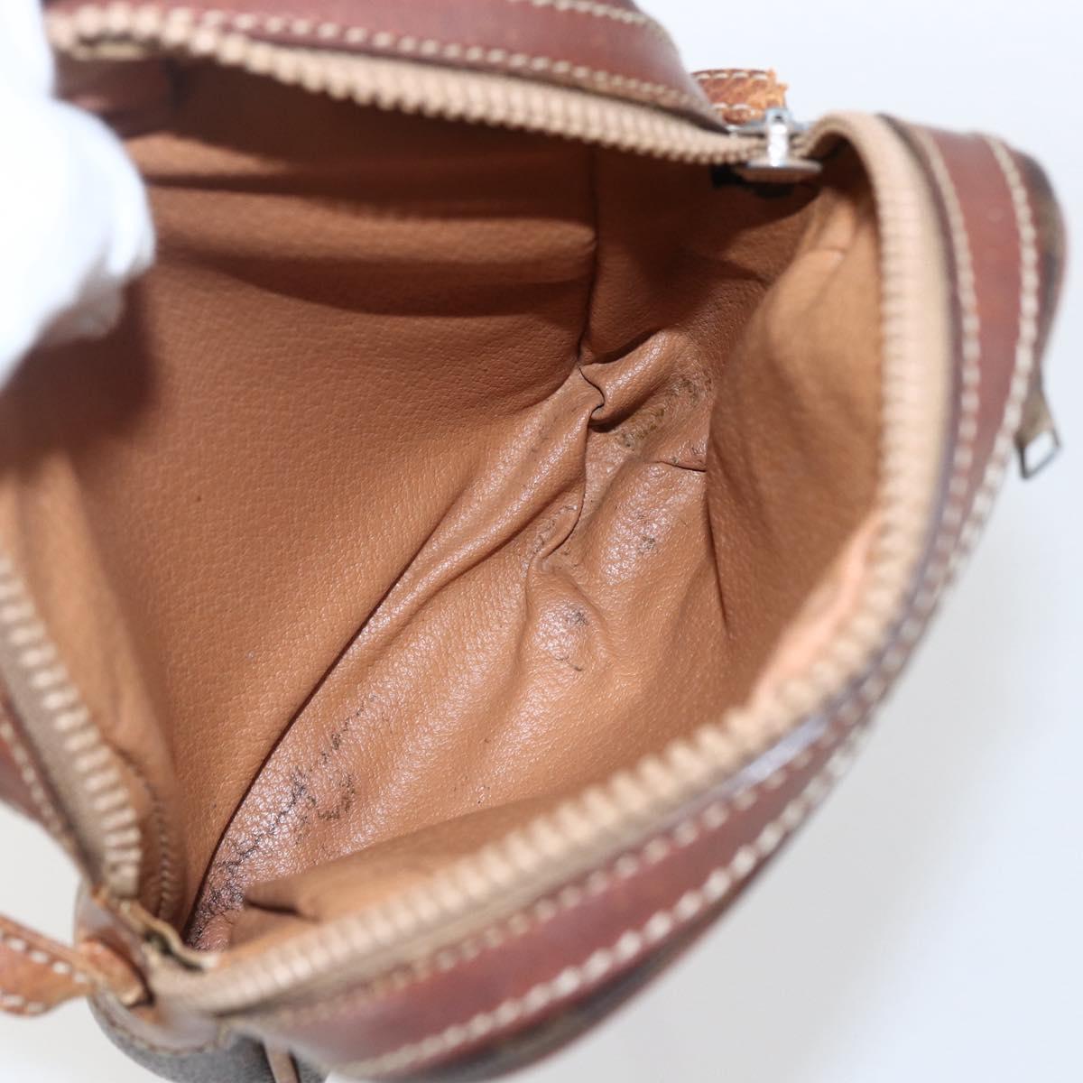 CELINE Macadam Canvas Shoulder Bag PVC Leather Brown Gold Auth ka2453