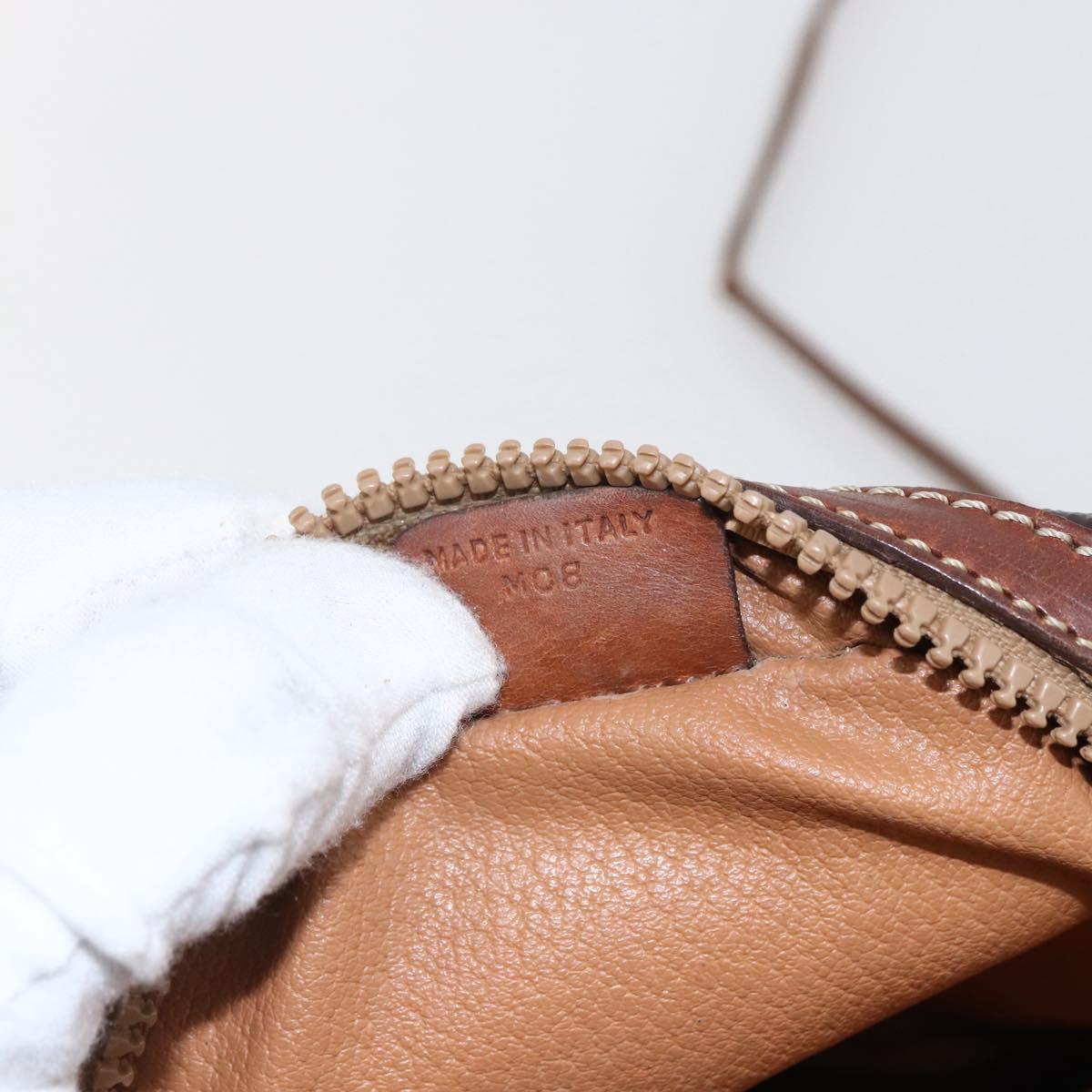 CELINE Macadam Canvas Shoulder Bag PVC Leather Brown Gold Auth ka2453