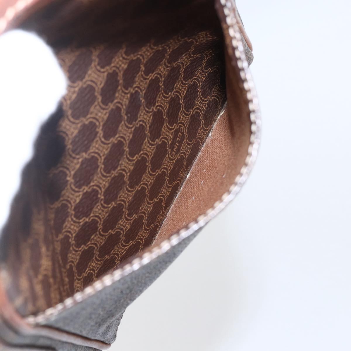 CELINE Macadam Canvas Shoulder Bag PVC Leather Brown Gold Auth ka2453