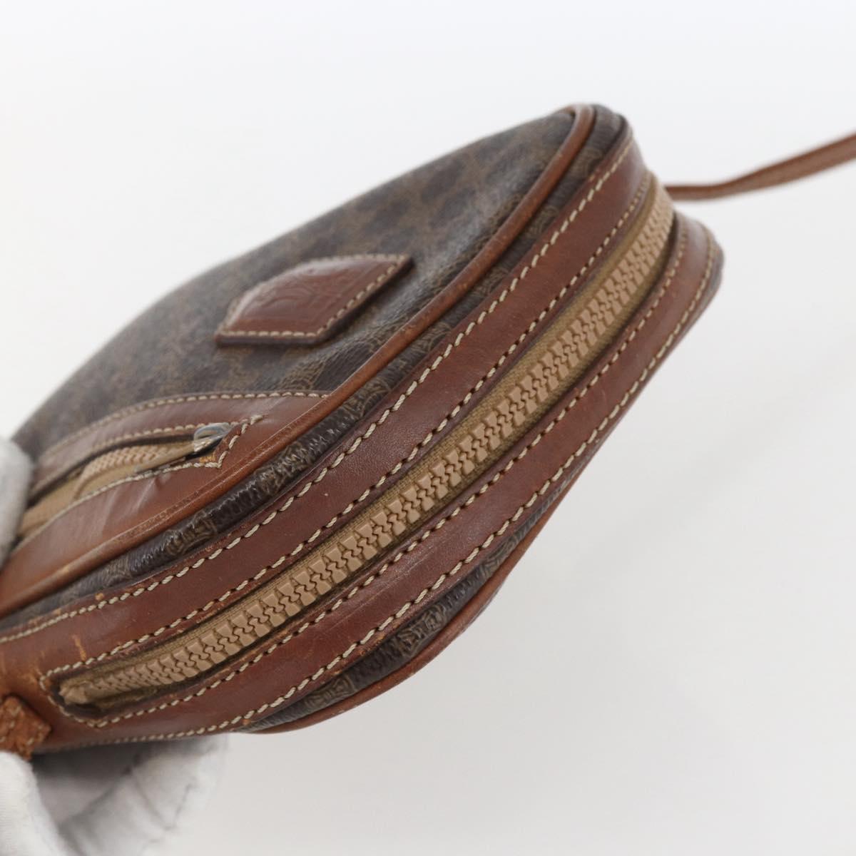 CELINE Macadam Canvas Shoulder Bag PVC Leather Brown Gold Auth ka2453