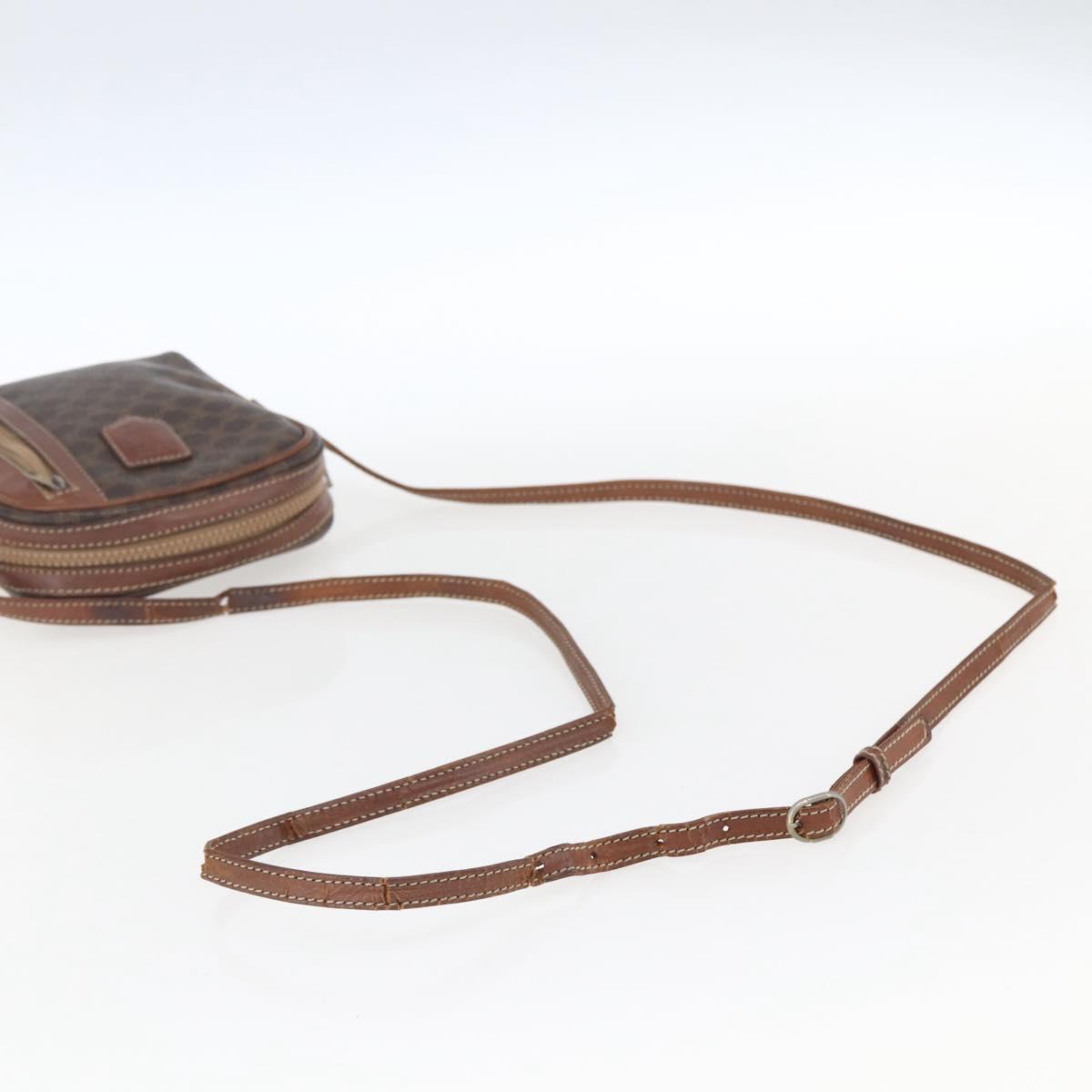 CELINE Macadam Canvas Shoulder Bag PVC Leather Brown Gold Auth ka2453