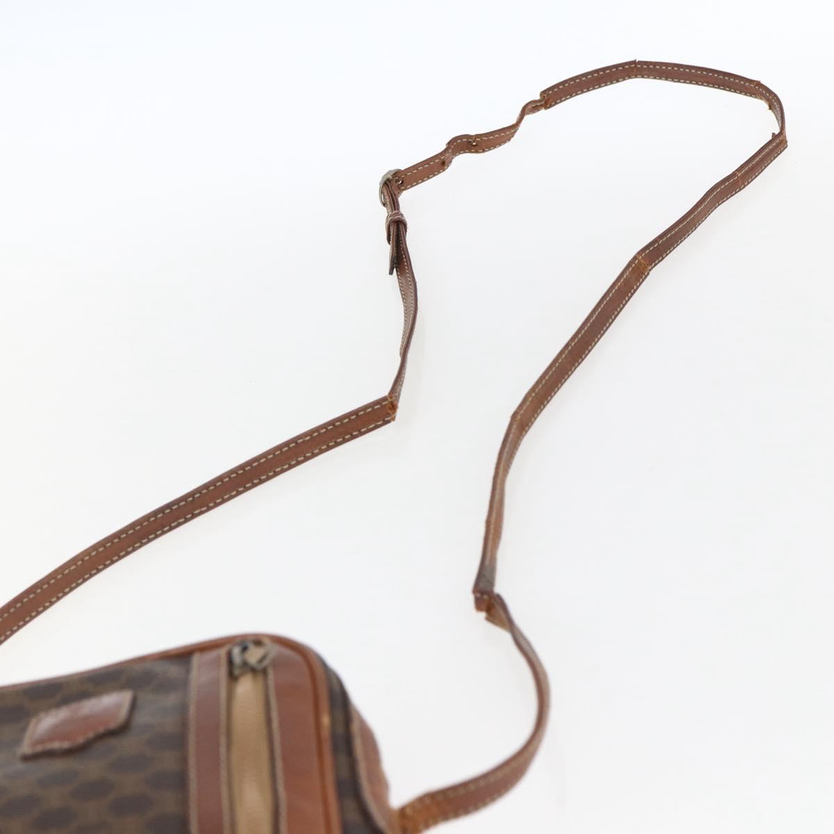 CELINE Macadam Canvas Shoulder Bag PVC Leather Brown Gold Auth ka2453