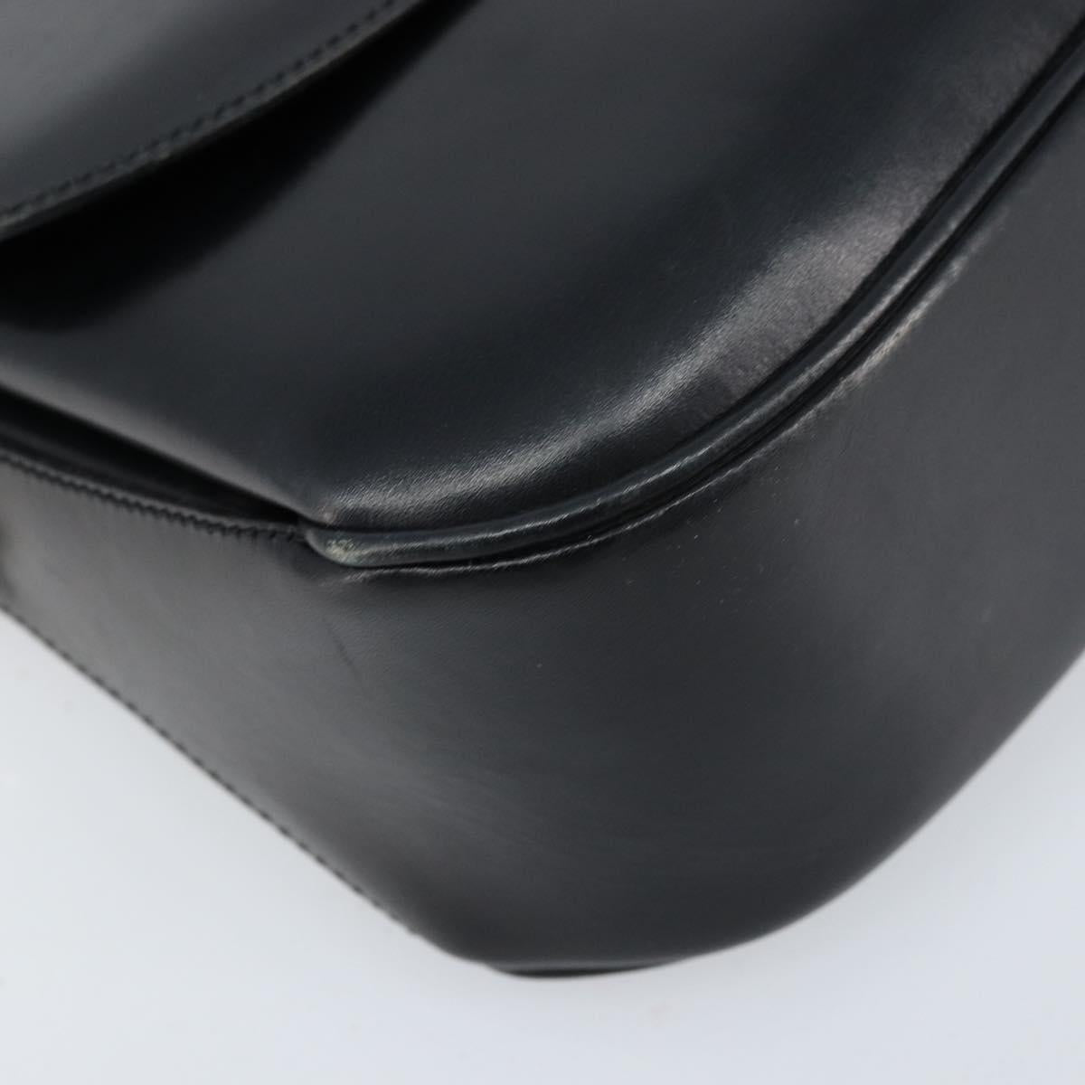 CELINE Shoulder Bag Leather Black Gold Auth ka2456