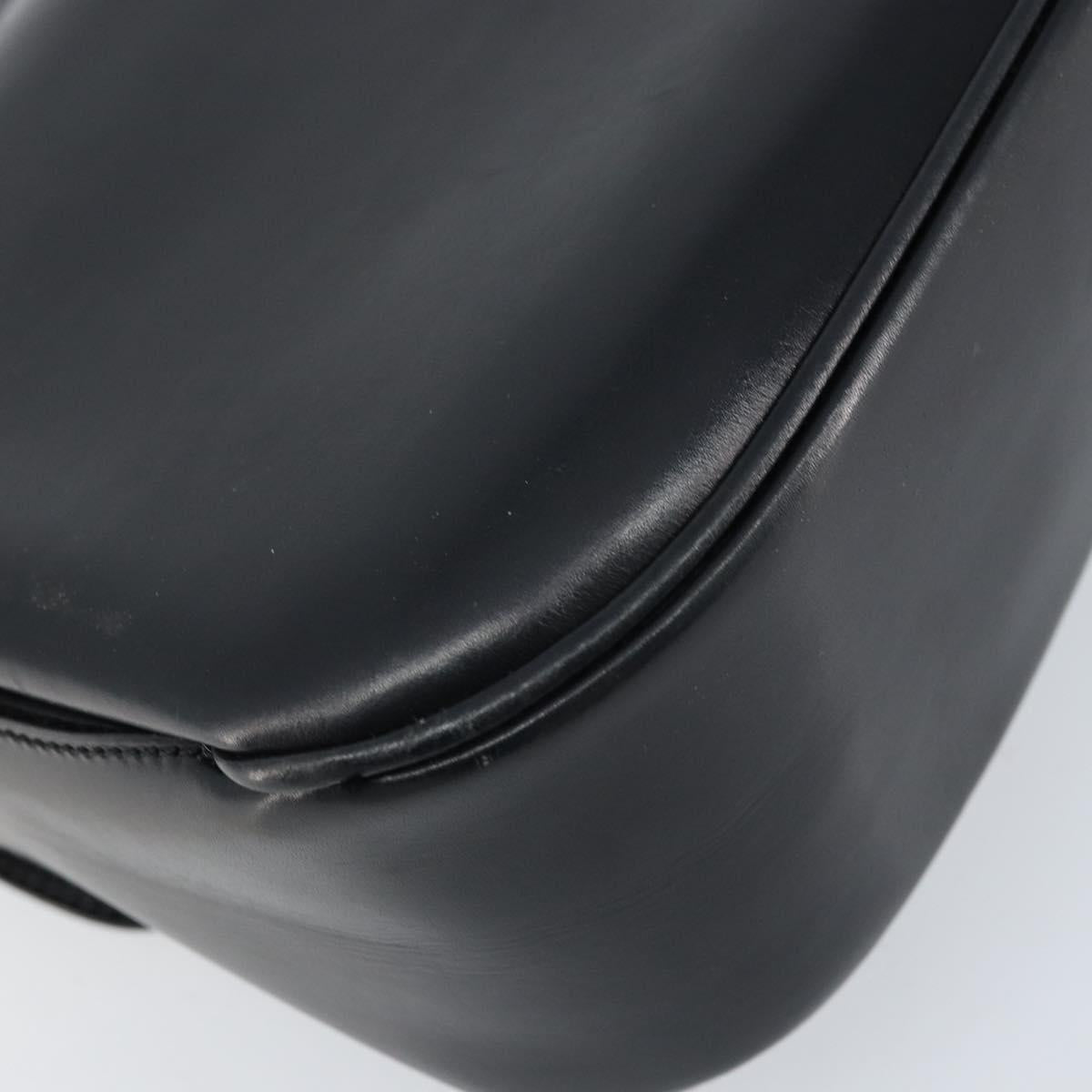 CELINE Shoulder Bag Leather Black Gold Auth ka2456