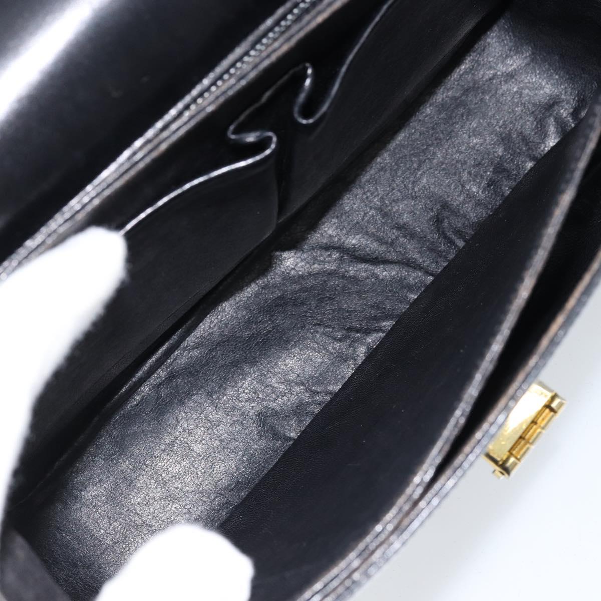 CELINE Shoulder Bag Leather Black Gold Auth ka2456