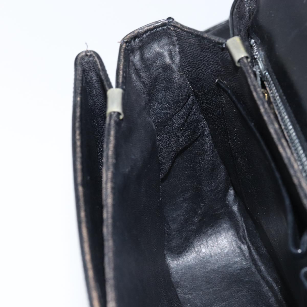 CELINE Shoulder Bag Leather Black Gold Auth ka2456