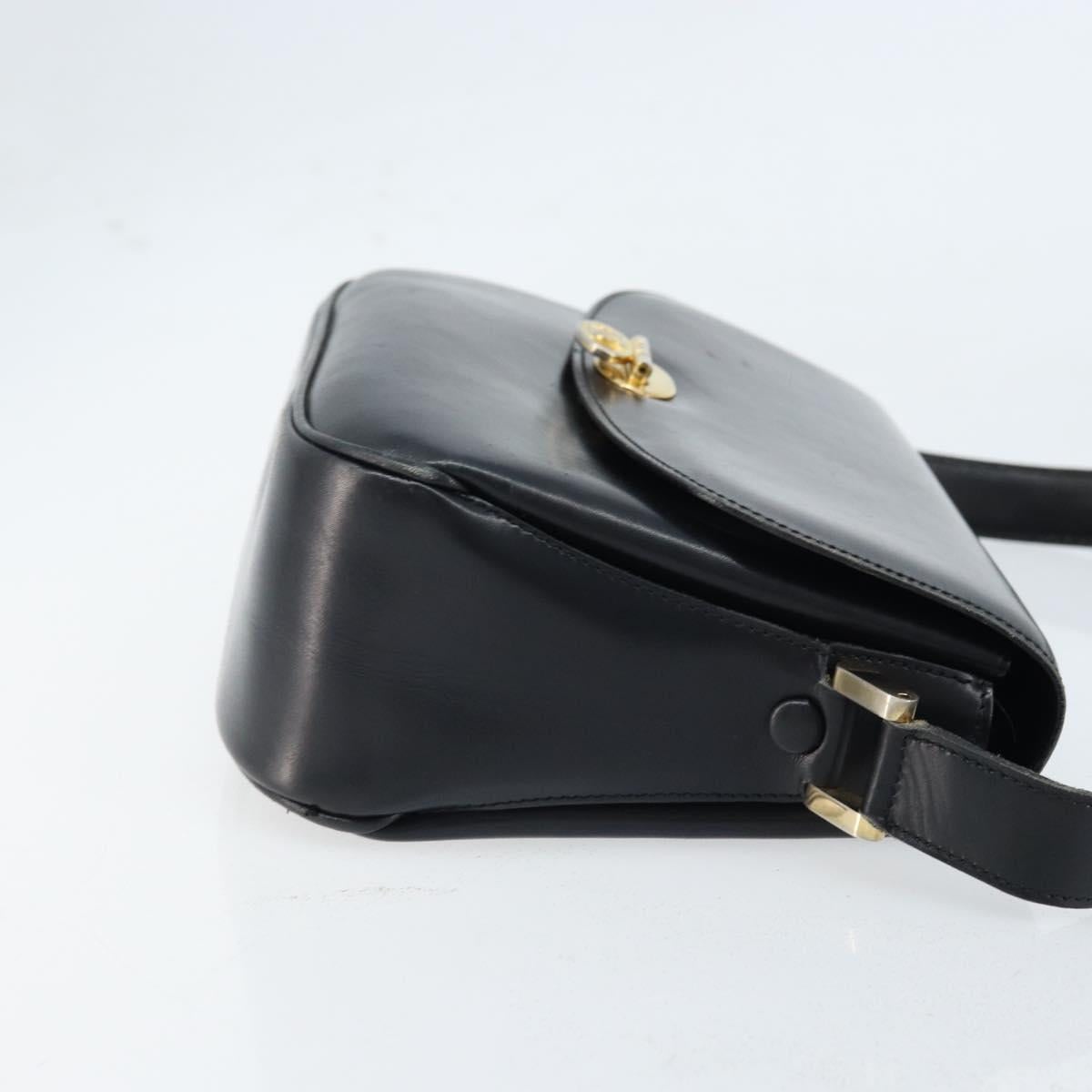 CELINE Shoulder Bag Leather Black Gold Auth ka2456