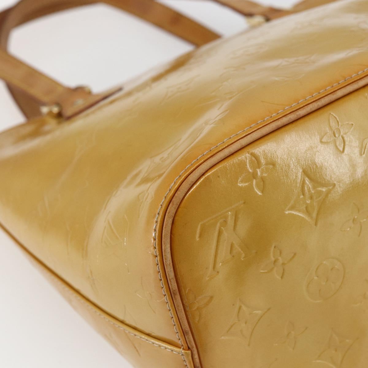 LOUIS VUITTON Monogram Vernis Houston Hand Bag Beige M91004 LV Auth ka2468