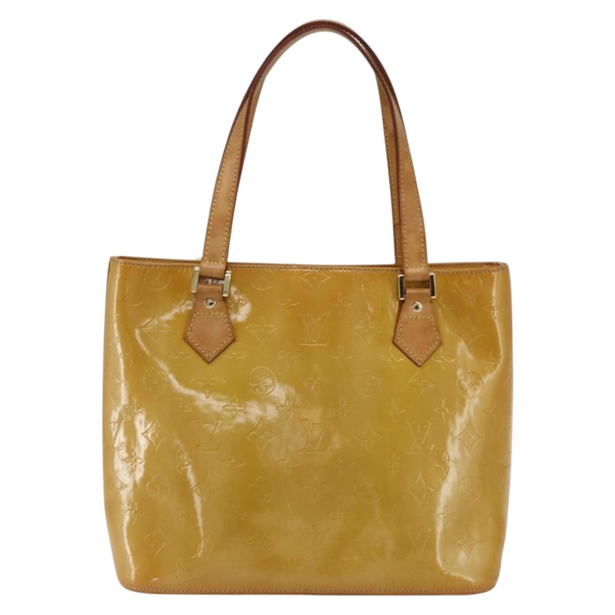 LOUIS VUITTON Monogram Vernis Houston Hand Bag Beige M91004 LV Auth ka2468