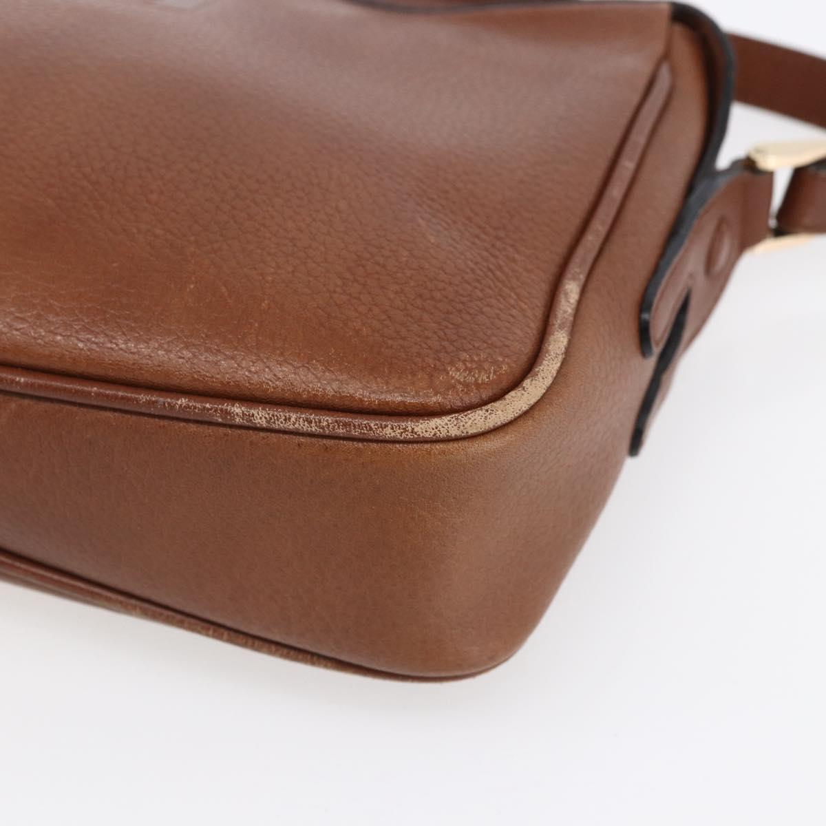 Burberrys Shoulder Bag Leather Brown Gold Auth ka247