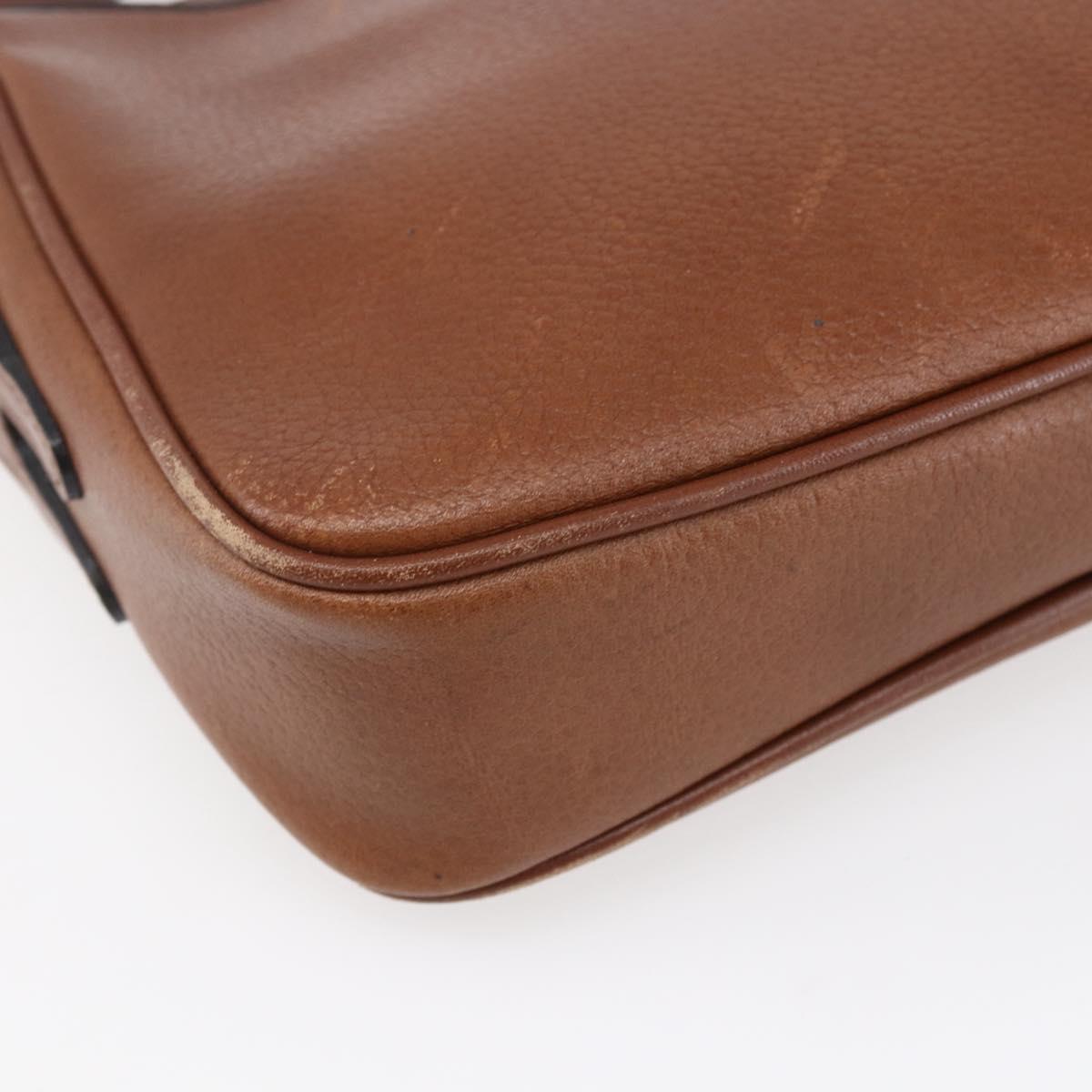 Burberrys Shoulder Bag Leather Brown Gold Auth ka247