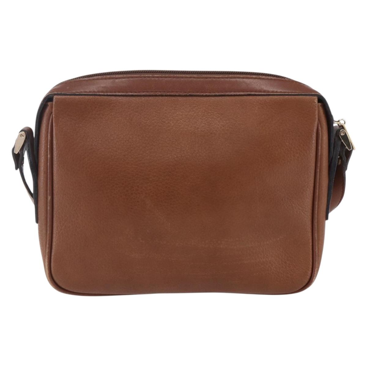 Burberrys Shoulder Bag Leather Brown Gold Auth ka247